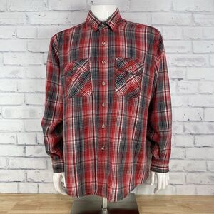 Five Brothers Shirt Men's XLT Tall Flannel Red Plaid Long Sleeve Vintage Tallman